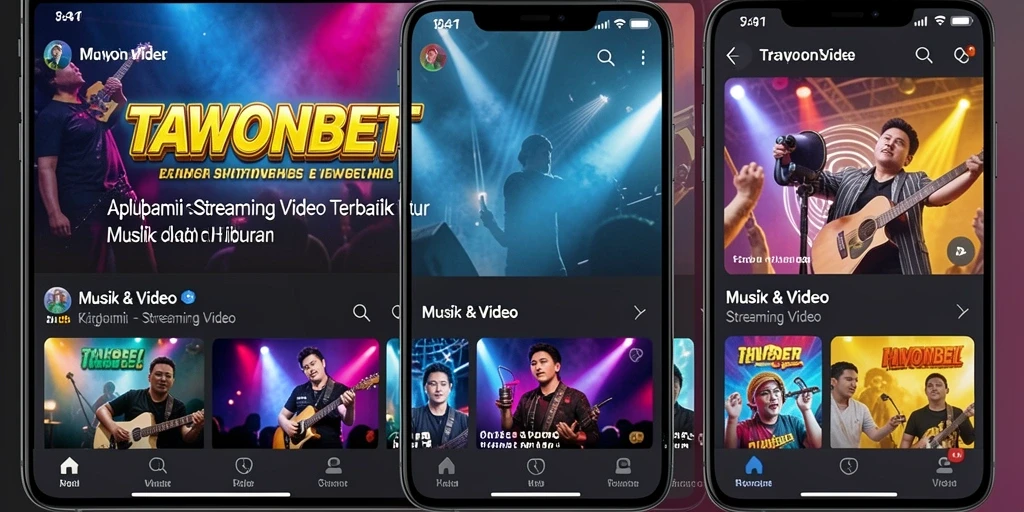 Tampilan antarmuka TAWONBET saat streaming video musik.