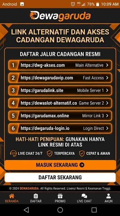 Tampilan link alternatif dewagaruda